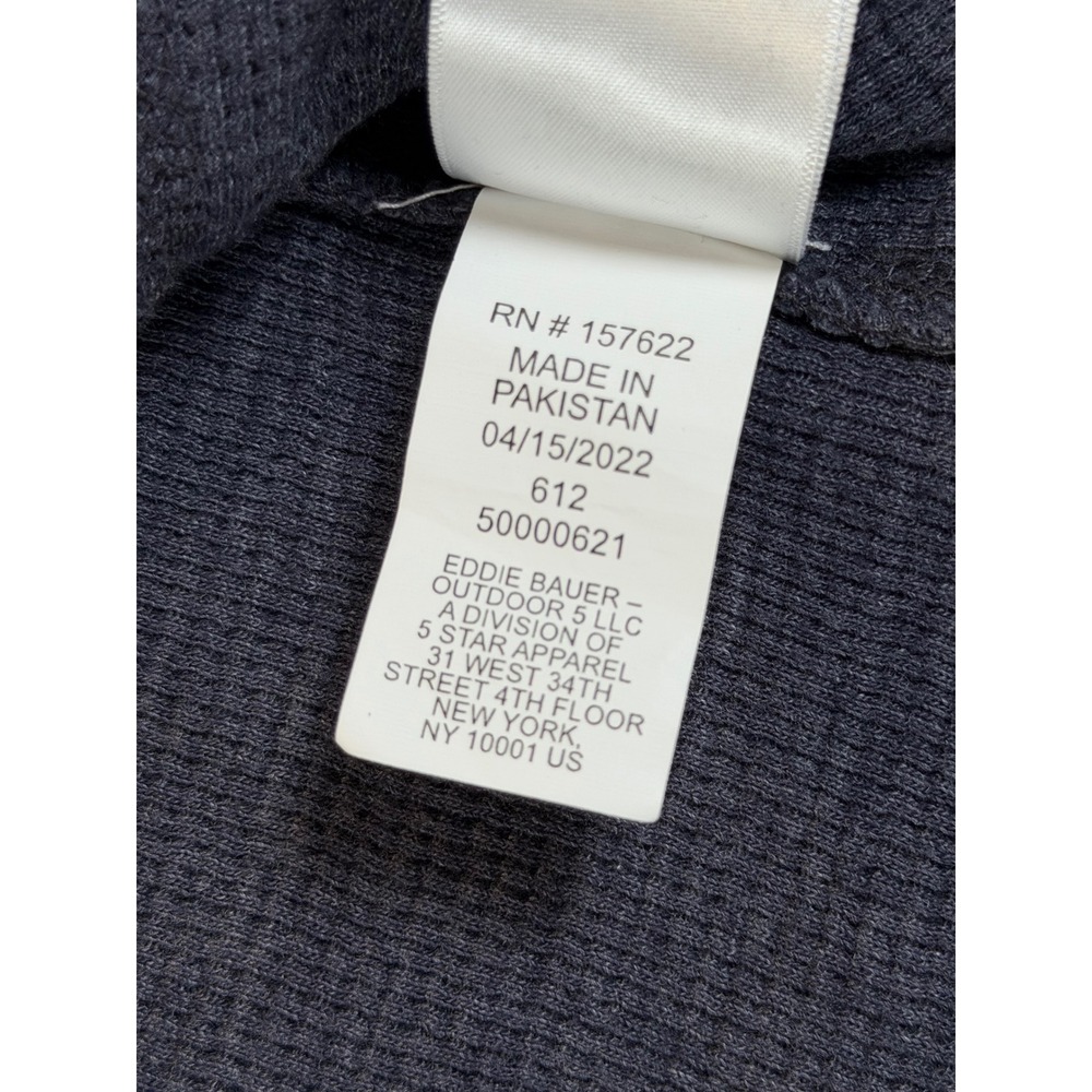Eddie Bauer men's XL waffle knit thermal long sleeve shirt, blue/gray, pre-owned - Picture 8 of 9